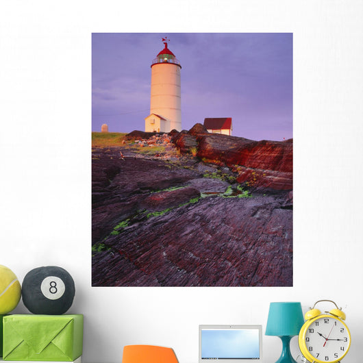 Lighthouse At Sunrise, Bas-Saint-Laurent, Quebec Wall Mural