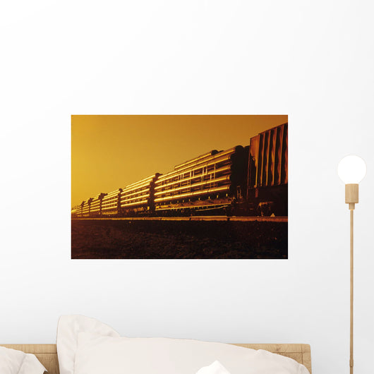 Rail Car Train Carrying Steel Pipe, Near Winnipeg, Manitoba Wall Mural