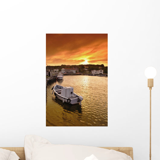 Boat In Harbour Of Quidi Vidi Village, St John's, Newfoundland Wall Mural