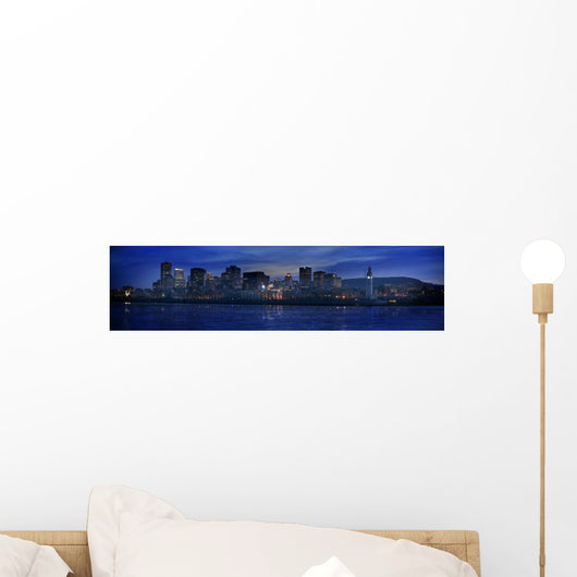 Panoramic Of Skyline At Dusk, Montreal, Quebec Wall Mural
