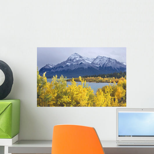 Lake Abraham And Eliot Peak, Kootenay Plains, Alberta, Canada Wall Mural