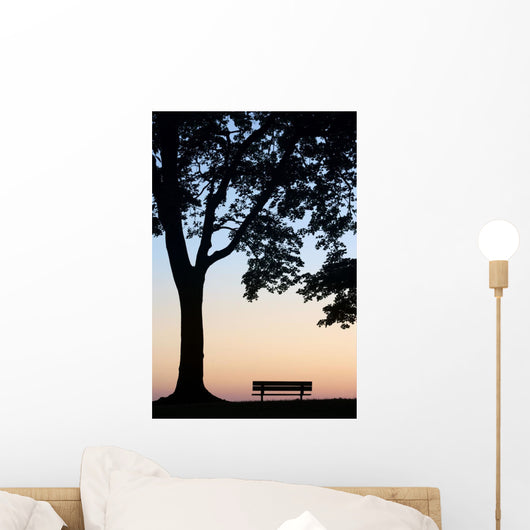 Tree And Bench Silhouette, Niagara-On-The-Lake, Ontario, Canada Wall Mural