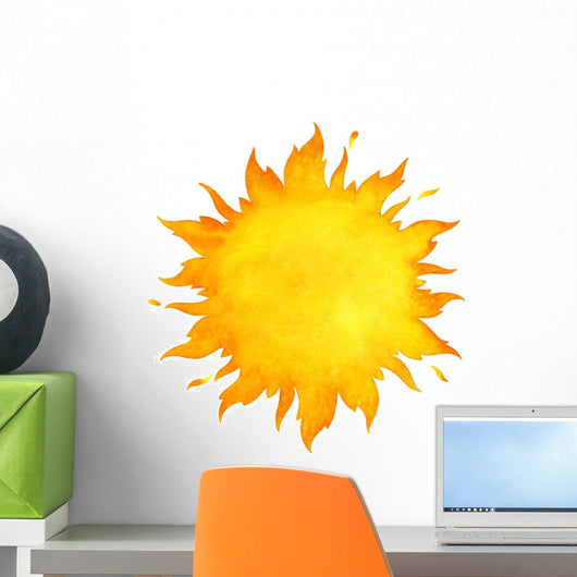 Yellow Watercolor Burning Sun Wall Decal
