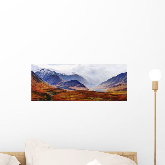 Fall Colours And Alaska Range, Denali National Park, Alaska Wall Mural