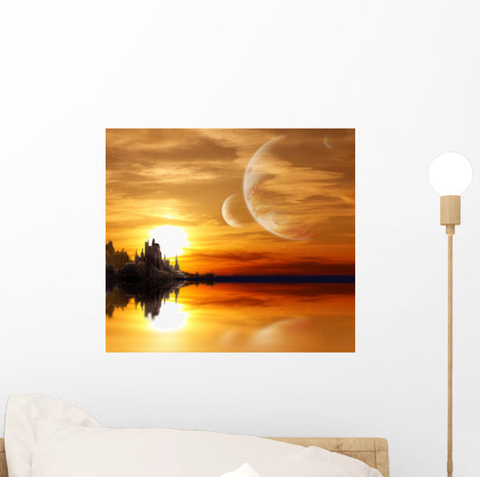 Landscape in fantasy planet Wall Mural