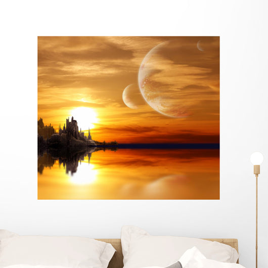 Landscape in fantasy planet Wall Mural