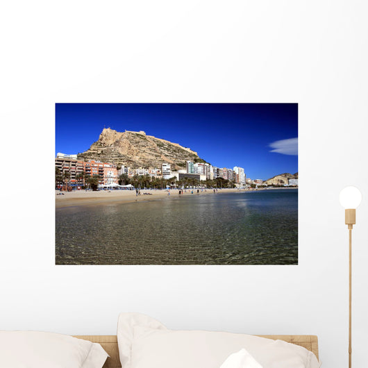 Postiguet Beach and Santa Barbara Castle Alicante Wall Mural