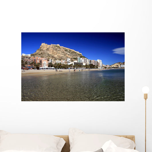 Postiguet Beach and Santa Barbara Castle Alicante Wall Mural