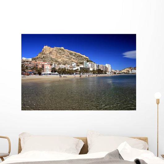 Postiguet Beach and Santa Barbara Castle Alicante Wall Mural