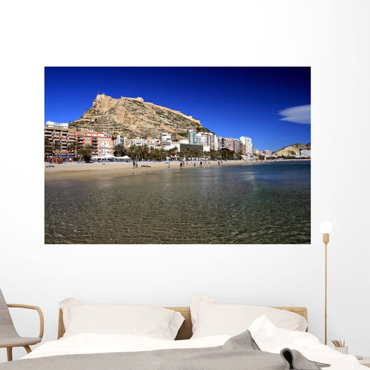Postiguet Beach and Santa Barbara Castle Alicante Wall Mural