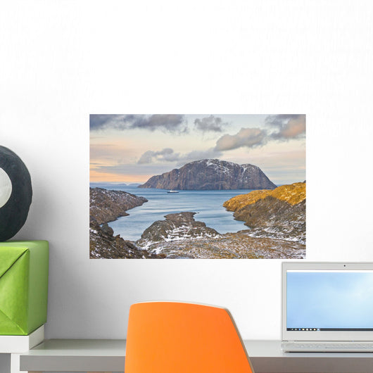 Sunset On North Coast Of Labrador With Arctic Cruise Ship Wall Mural