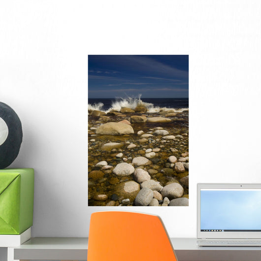 Waves Hitting Rocks, Anchor Brook, Newfoundland And Labrador Wall Mural