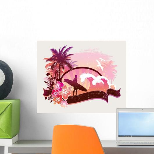 Surfer on a Beach Wall Decal