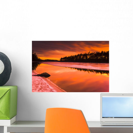 Spring Thaw Sunset, Rocky Lake, Nova Scotia Wall Mural