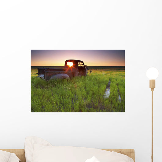 Old Abandoned Pick-Up Truck Sitting Wall Mural