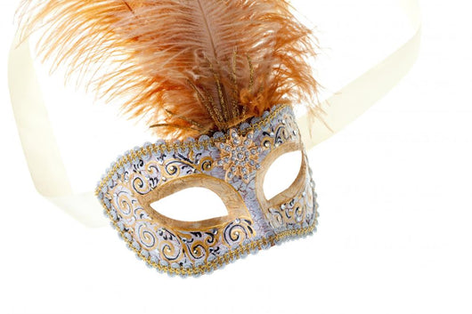 gold feathered carnival mask isolated on a white background Wall Decal