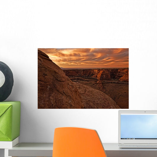 Sunset Over The Rim Of Canyon De Chelley, Arizona Wall Mural