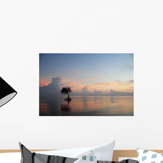 Mangrove Tree In Water At Sunrise, Bali, Indonesia Wall Mural