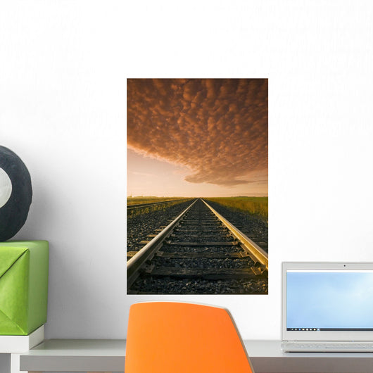 Railway At Sunrise, Near Winnipeg, Manitoba Wall Mural