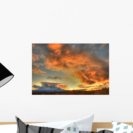 Sunset Over Dawson Peaks, Teslin, Yukon Wall Mural