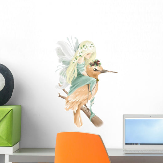 Pastel Fairy Riding Bird Wall Decal
