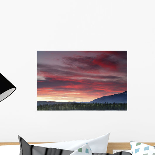 Sunset Over Mountains Along The Alaska Highway Outside Whitehorse Wall Mural