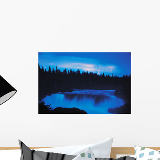 Lightning Over Pisew Falls, Manitoba Wall Mural