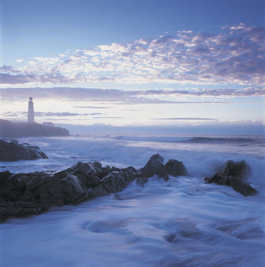 Waves And Cap Des Rosiers Lighthouse At Dusk Wall Mural