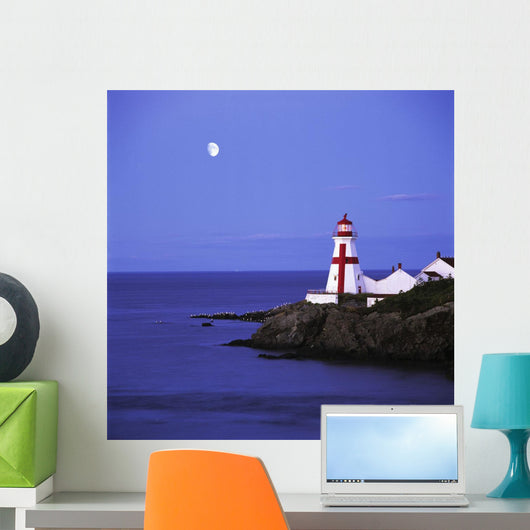 Lighthouse In Moon Light, Campobello Island, New Brunswick Wall Mural