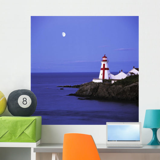 Lighthouse In Moon Light, Campobello Island, New Brunswick Wall Mural
