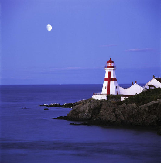 Lighthouse In Moon Light, Campobello Island, New Brunswick Wall Mural