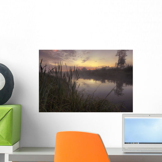 Early Morning On A Fog Covered Sturgeon River In Central Alberta Wall Mural