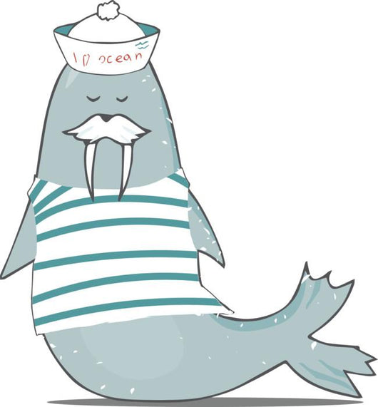Nautical Mustachioed Walrus Wall Decal