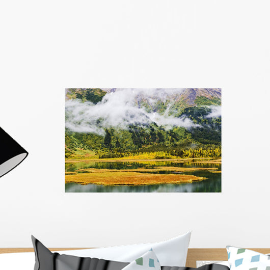 Tern Lake, Fog And Fall Colours, Alaska Wall Mural