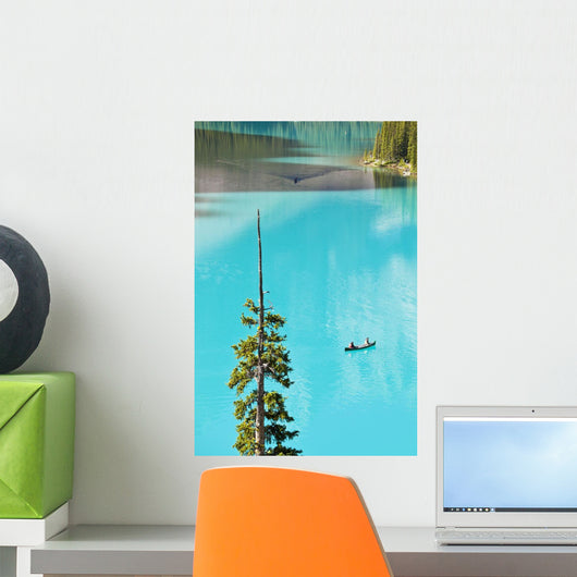 Canoeing On Turquoise Water Of Moraine Lake Wall Mural