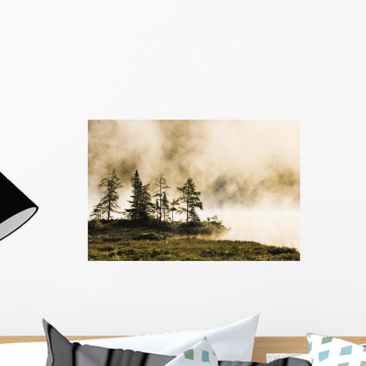 Fog Over Lac Roland At Sunrise Wall Mural