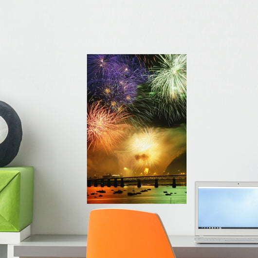 Artist's Choice: Fireworks Over Montmorency Falls, Quebec Wall Mural