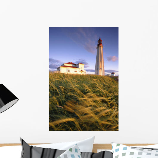 Lighthouse At Sunset, Bas-Saint-Laurent Region, Pointe-Au-Pere, Quebec Wall Mural
