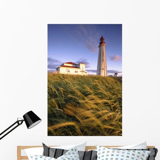 Lighthouse At Sunset, Bas-Saint-Laurent Region, Pointe-Au-Pere, Quebec Wall Mural