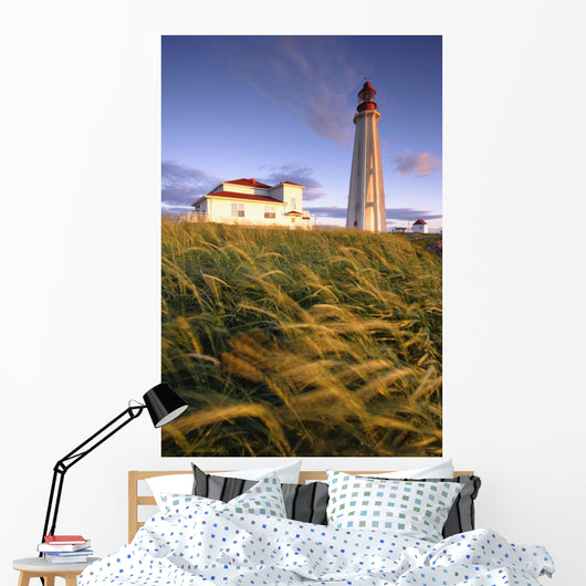 Lighthouse At Sunset, Bas-Saint-Laurent Region, Pointe-Au-Pere, Quebec Wall Mural