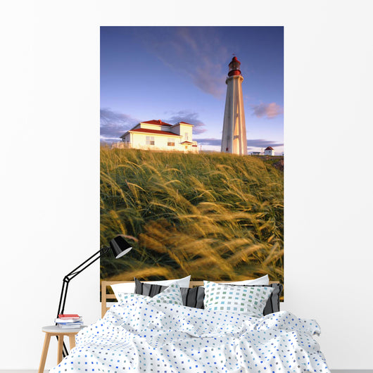 Lighthouse At Sunset, Bas-Saint-Laurent Region, Pointe-Au-Pere, Quebec Wall Mural