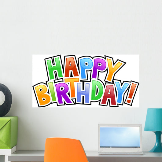 happy birthday graffiti text inscription Wall Decal