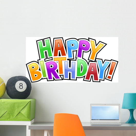 happy birthday graffiti text inscription Wall Decal