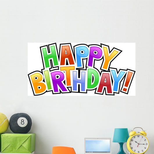 happy birthday graffiti text inscription Wall Decal