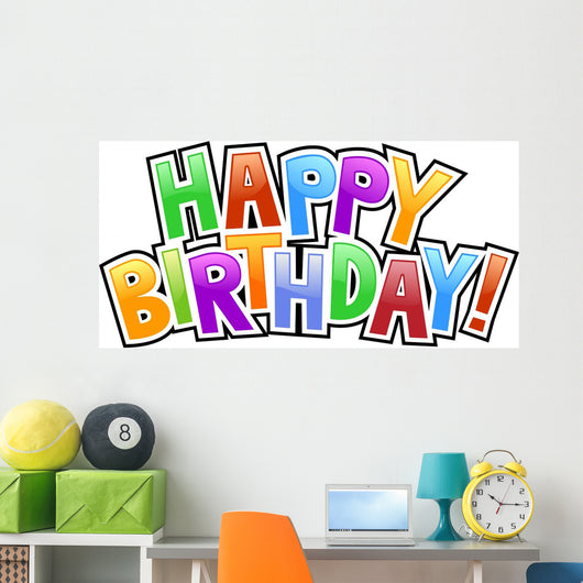 happy birthday graffiti text inscription Wall Decal