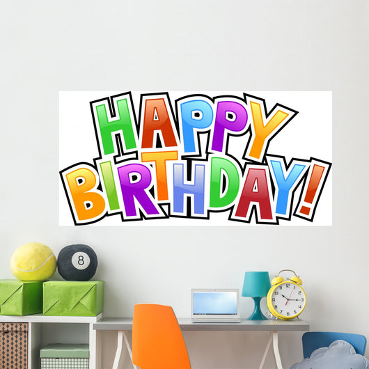 happy birthday graffiti text inscription Wall Decal