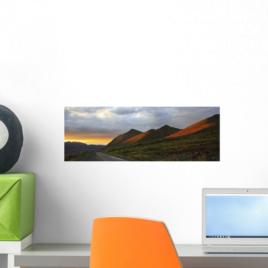 Sunset Light Hitting The Mountains Along The Desmpter Highway, Yukon Wall Mural