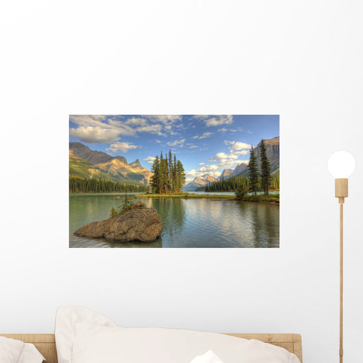 Spirit Island At Sunset, Maligne Lake, Jasper National Park, Alberta Wall Mural