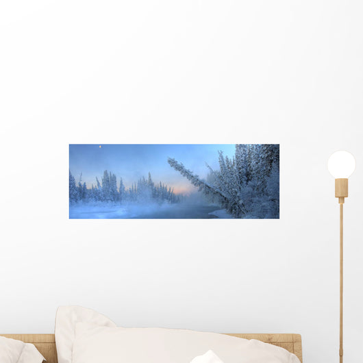 Sunrise Over The Morley River In Winter, Yukon Wall Mural