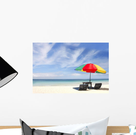 Umbrella and Chairs on Sand Beach